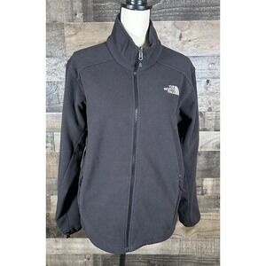 The North Face Mens Medium Jacket Fleece Full Zip‎ Coat Black Pockets Logo
